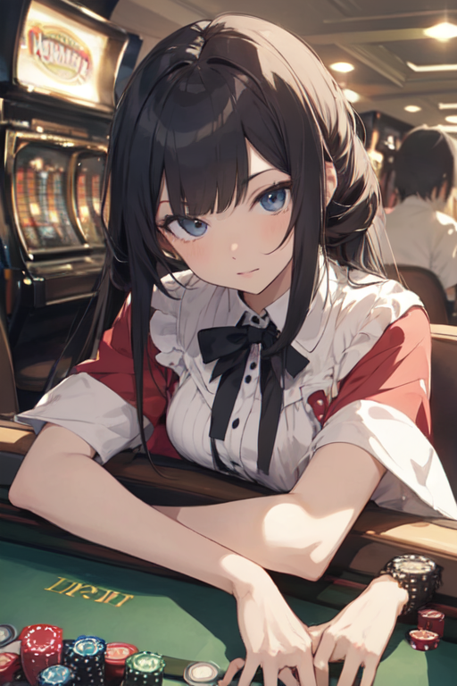 Anime girl playing cassino