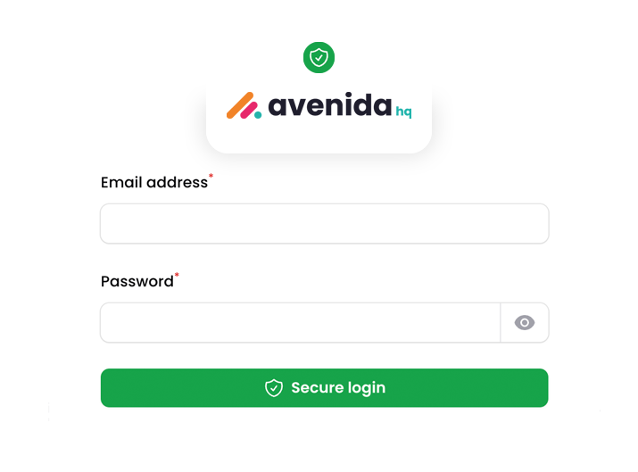 AvenidaHQ login screen