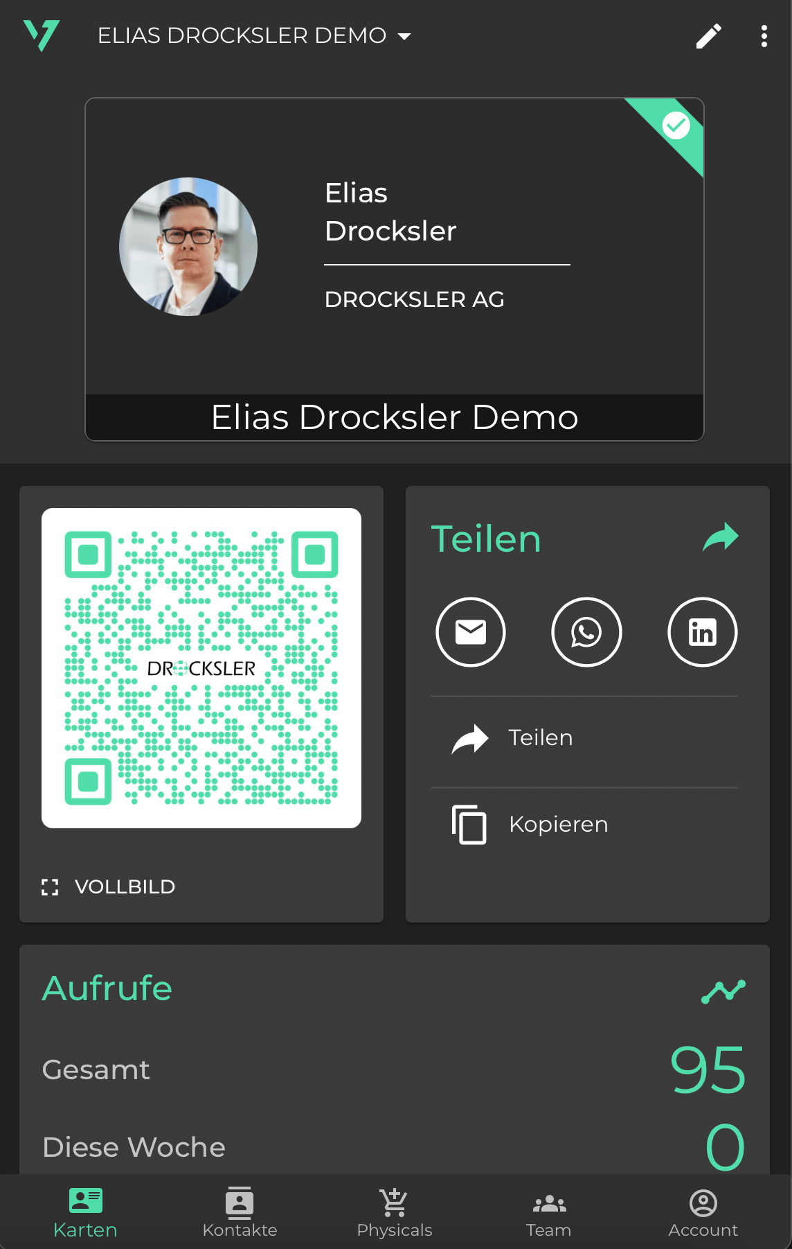 QR-Code im Dashboard