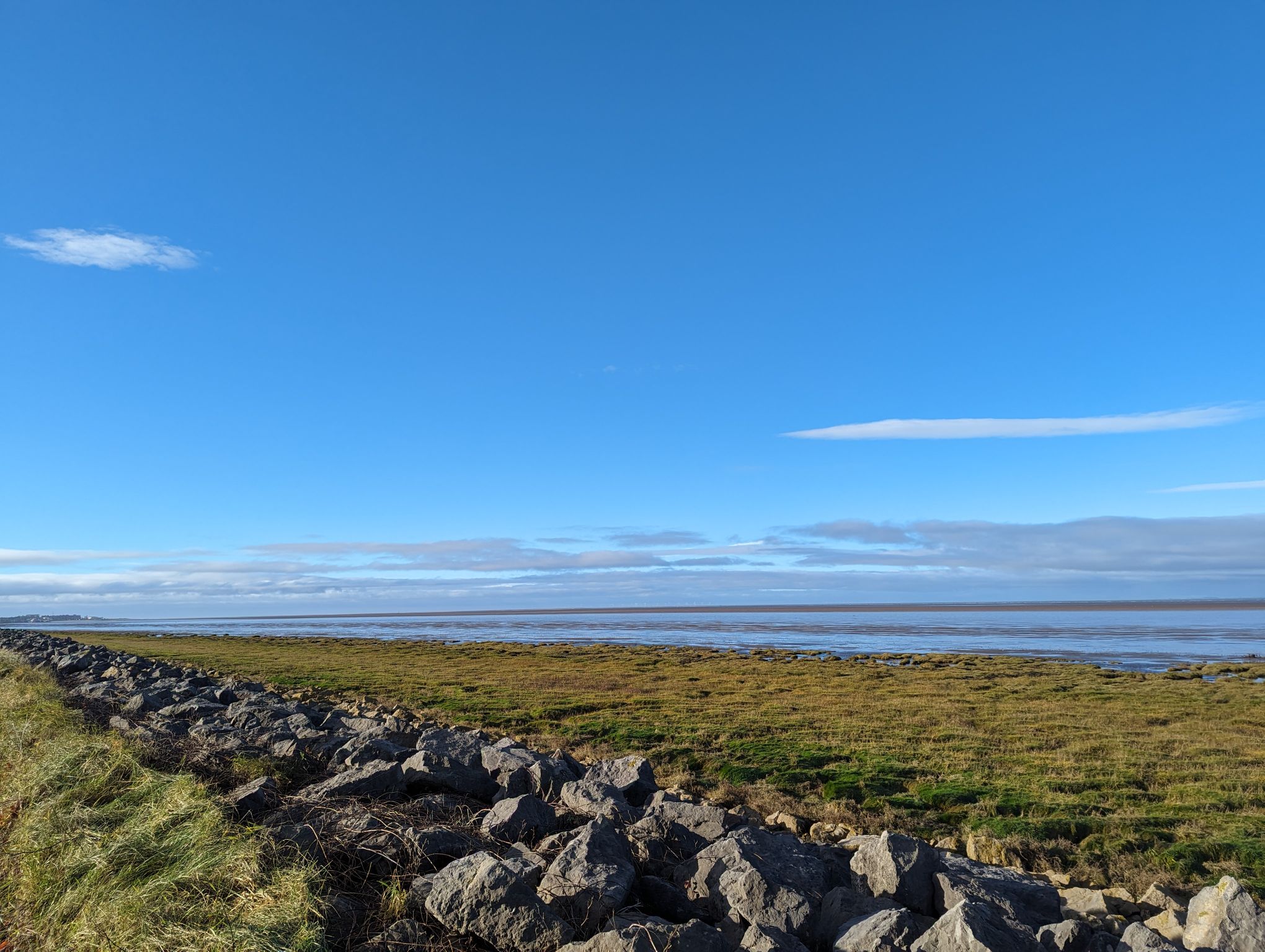 Flat marsh looking out to the sea