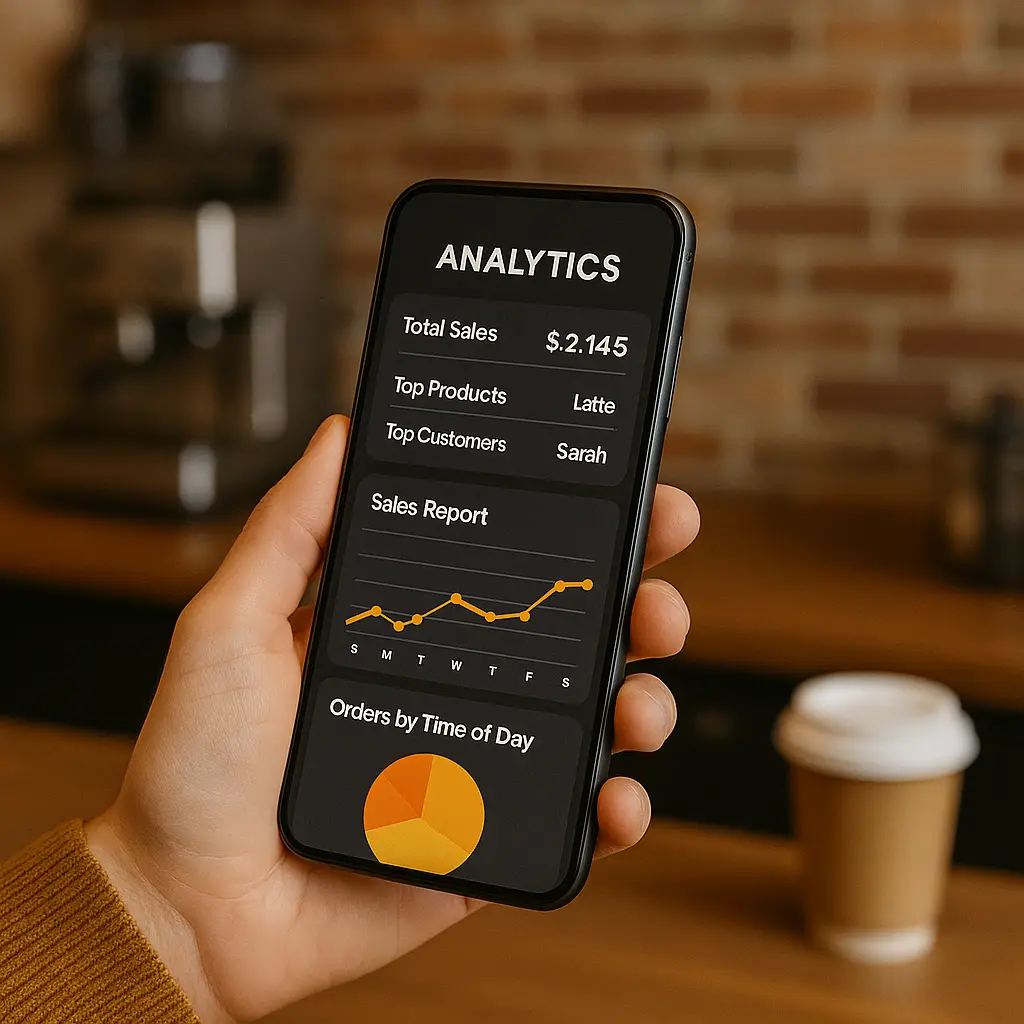coffee shop app reporting and analytics