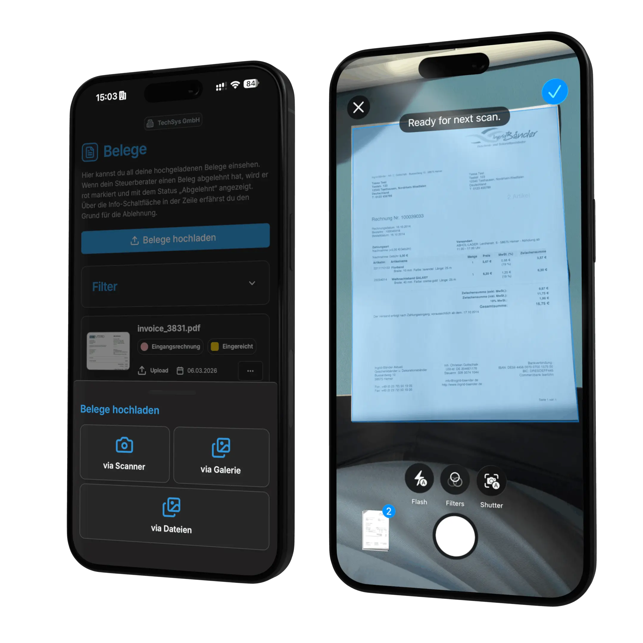 Buchführungsheld App Scanner-Funktion