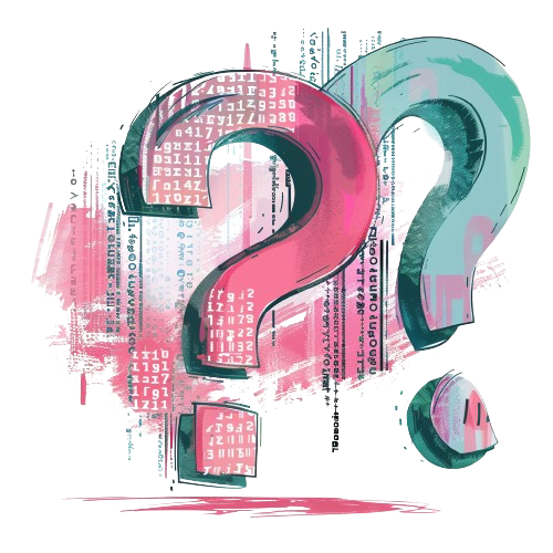 An illustration with an artsy depiction of two question mark.