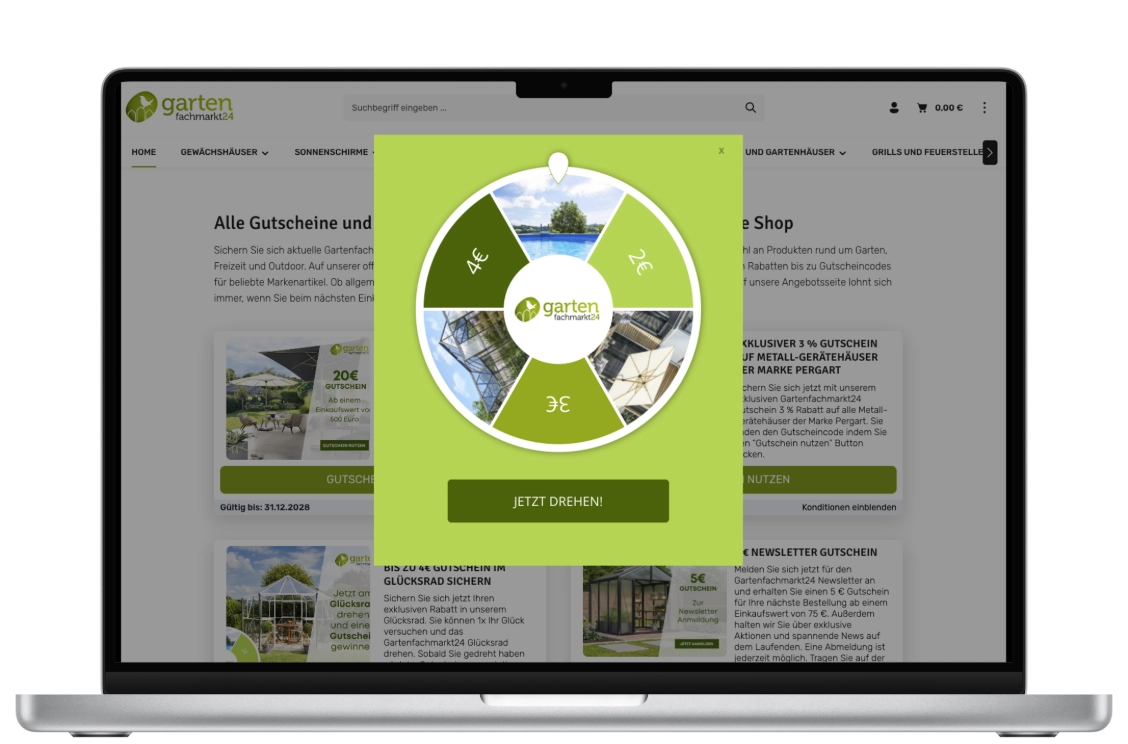 Screenshot Gutschein-Landingpage
