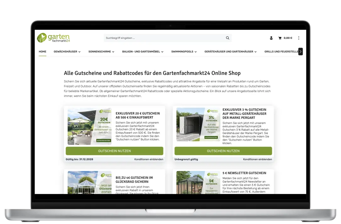 Screenshot Gutschein-Landingpage