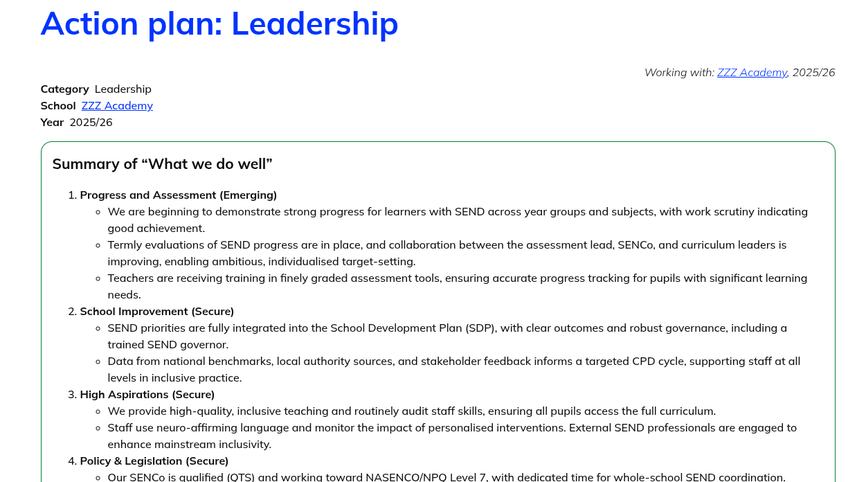 screenshot of audit item page