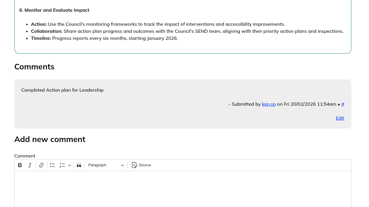 screenshot of audit item page