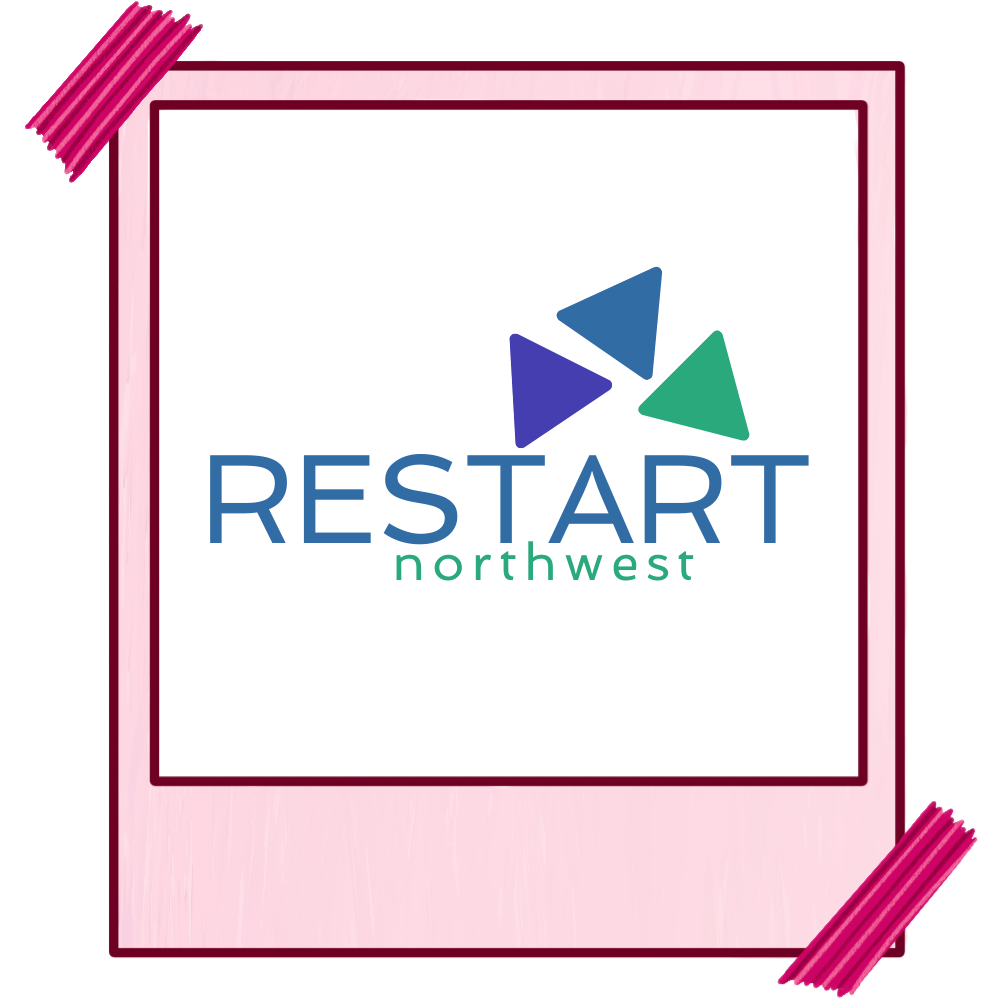 a polaroid photo of the Restart Northwest logo