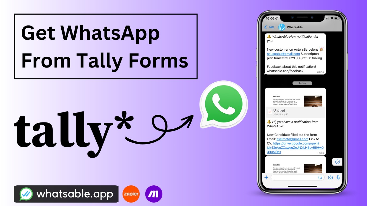 How to Get WhatsApp Notifications for Tally Form Submissions Using Zapier and Whatsable