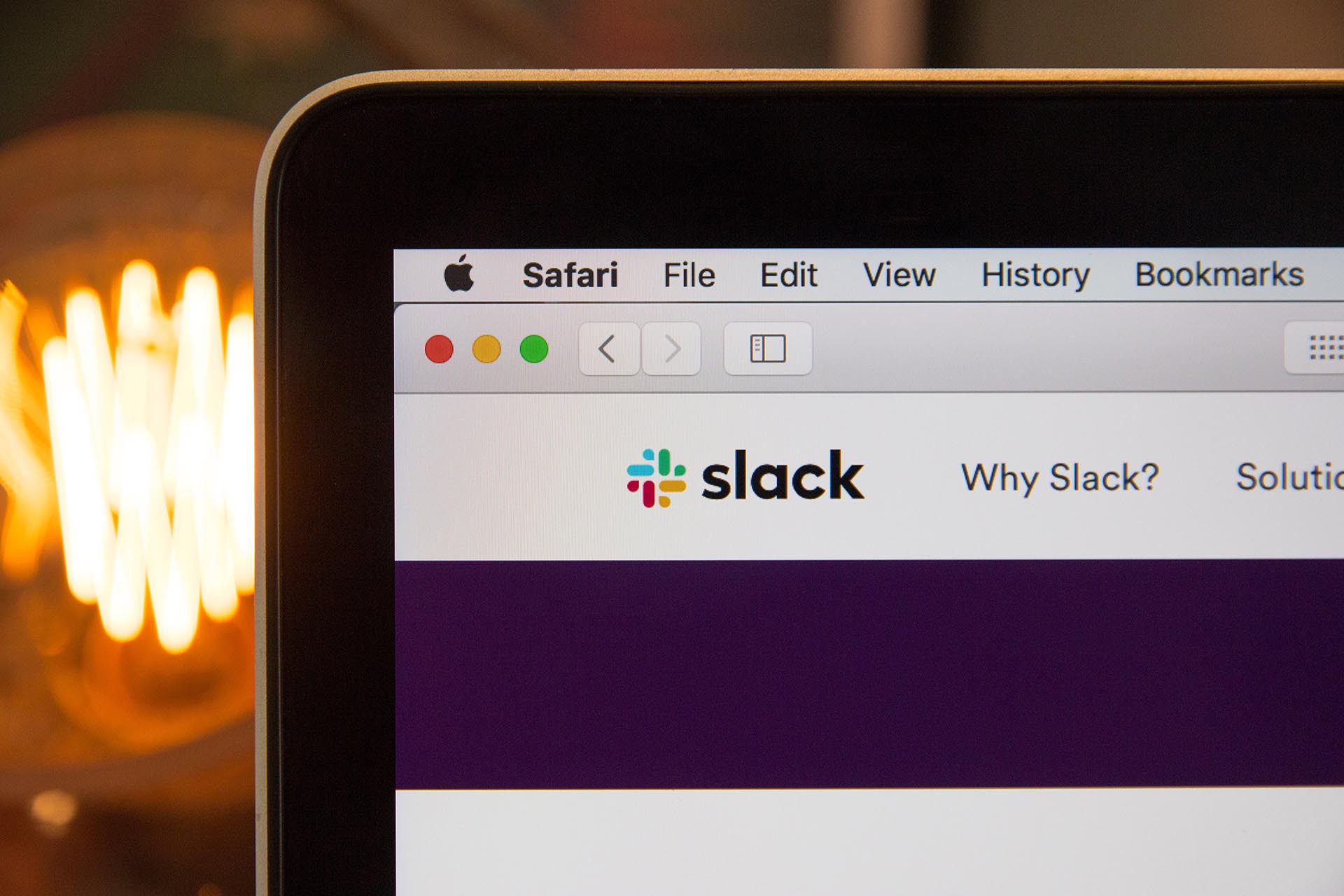 Slack homepage on Safari