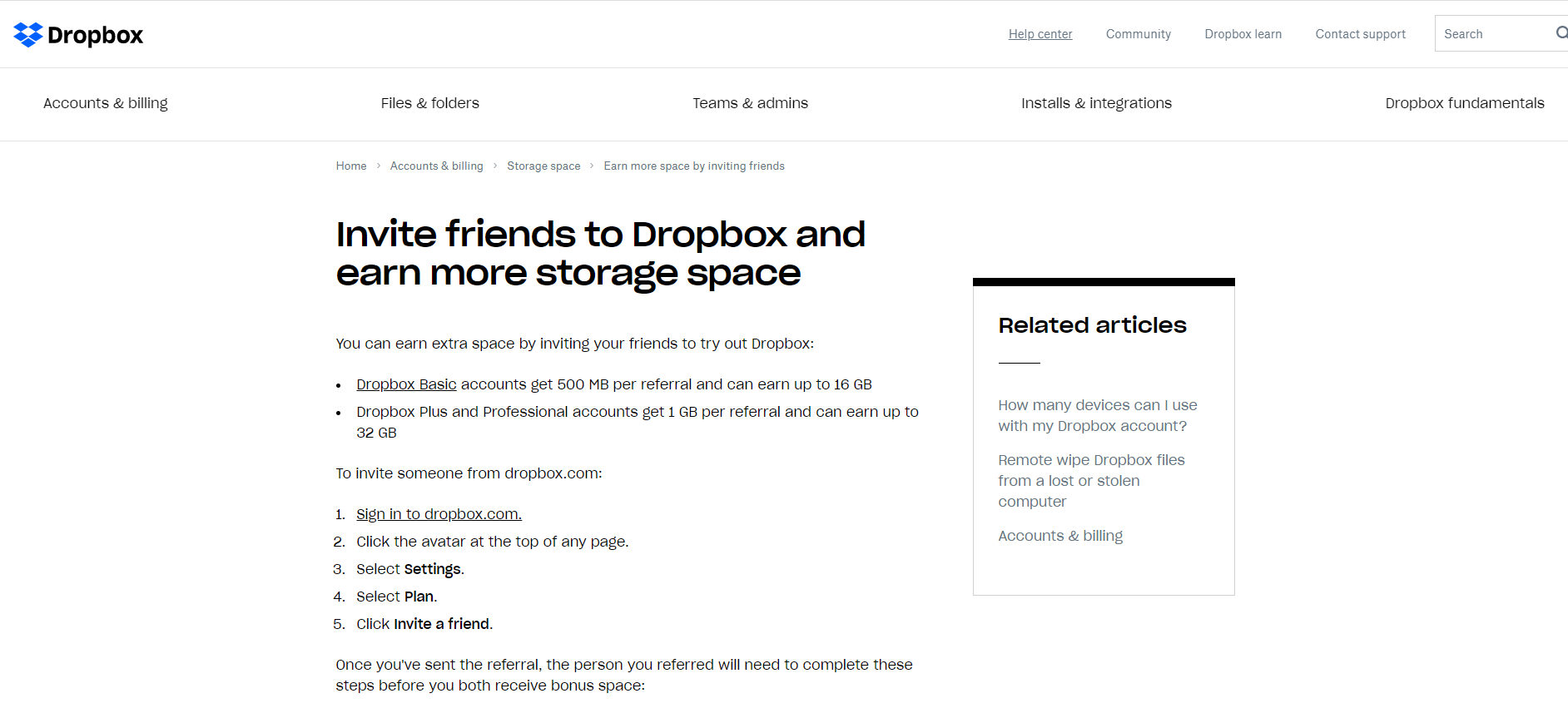 Dropbox referral program