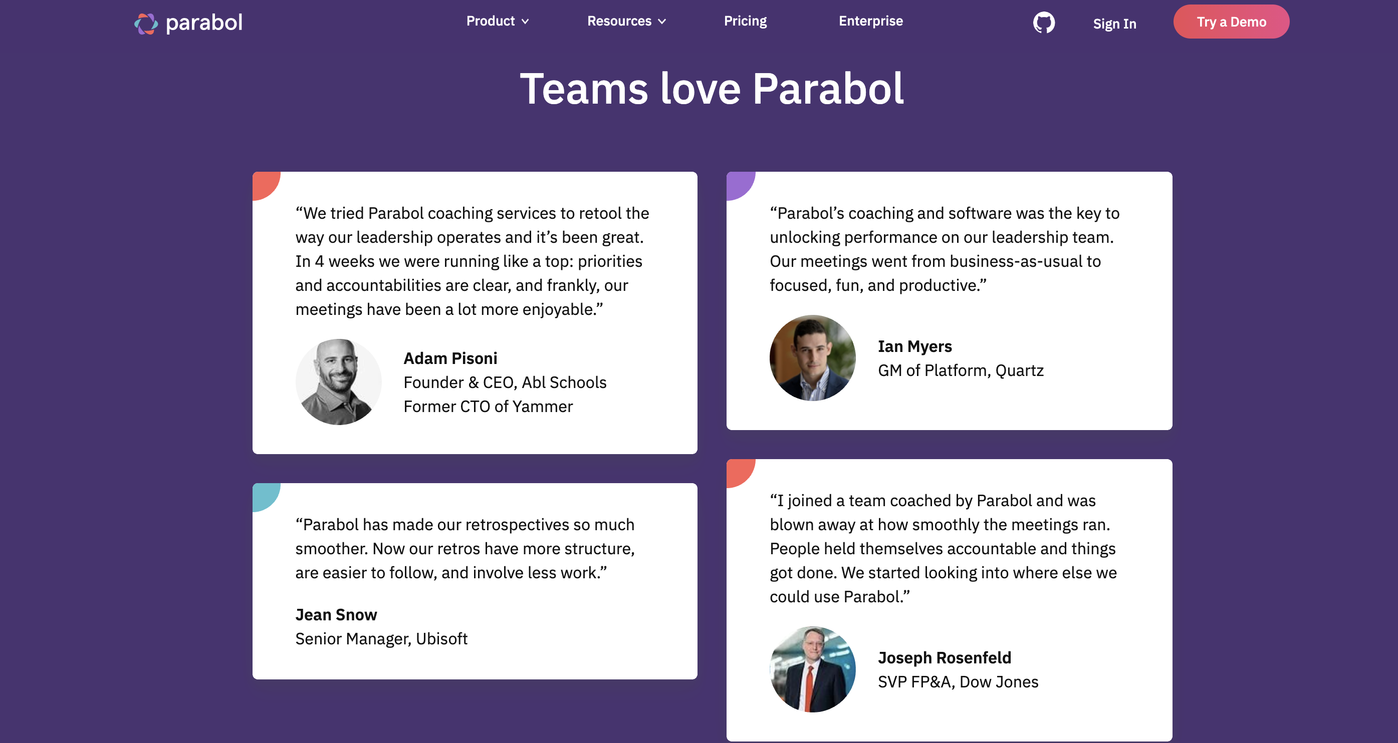 social proof example Parabol