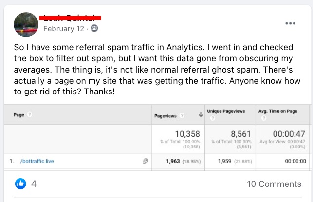 bot spam traffic in Google Analytics