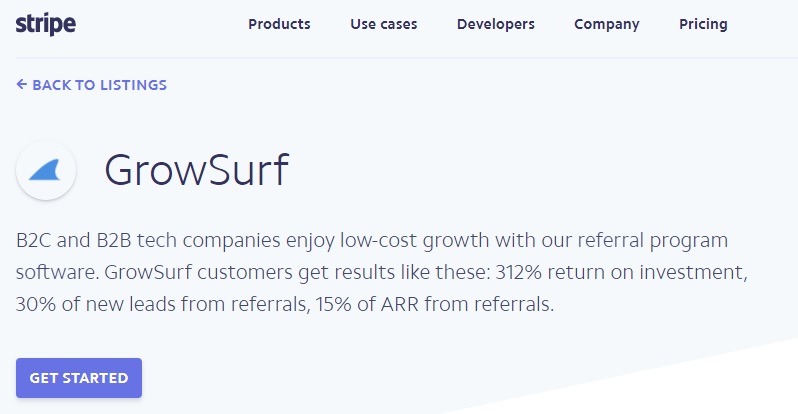 Stripe GrowSurf partnership