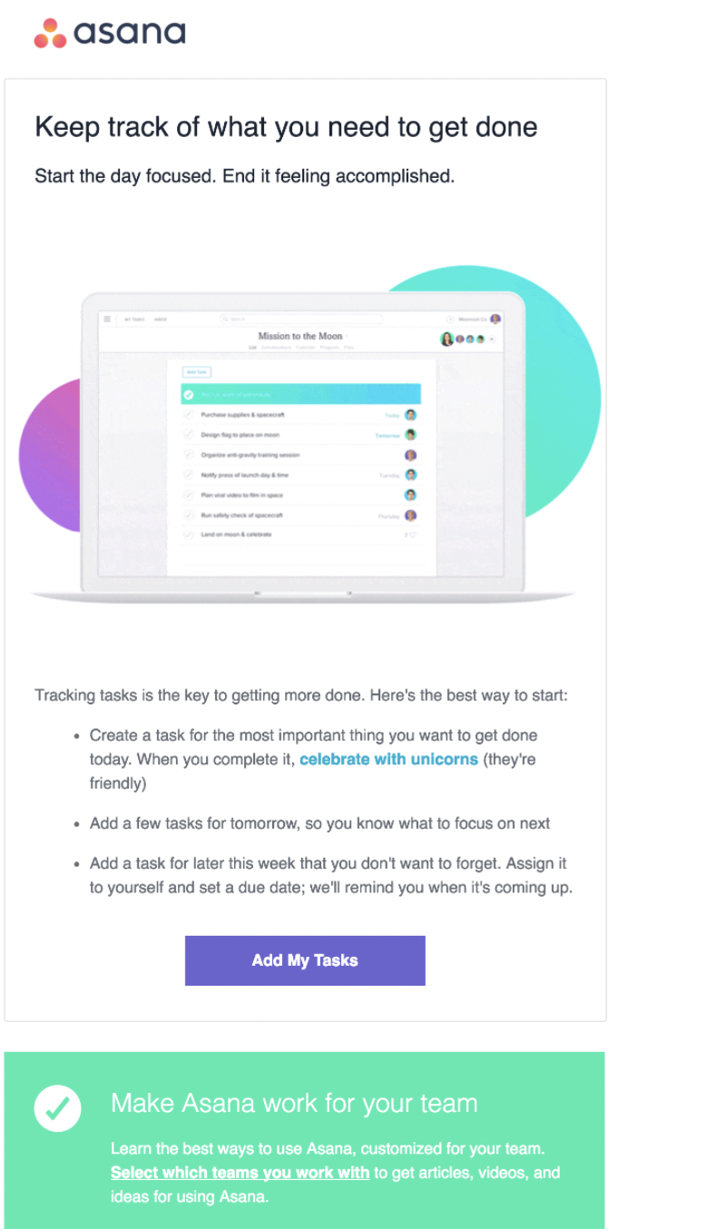 Asana email marketing