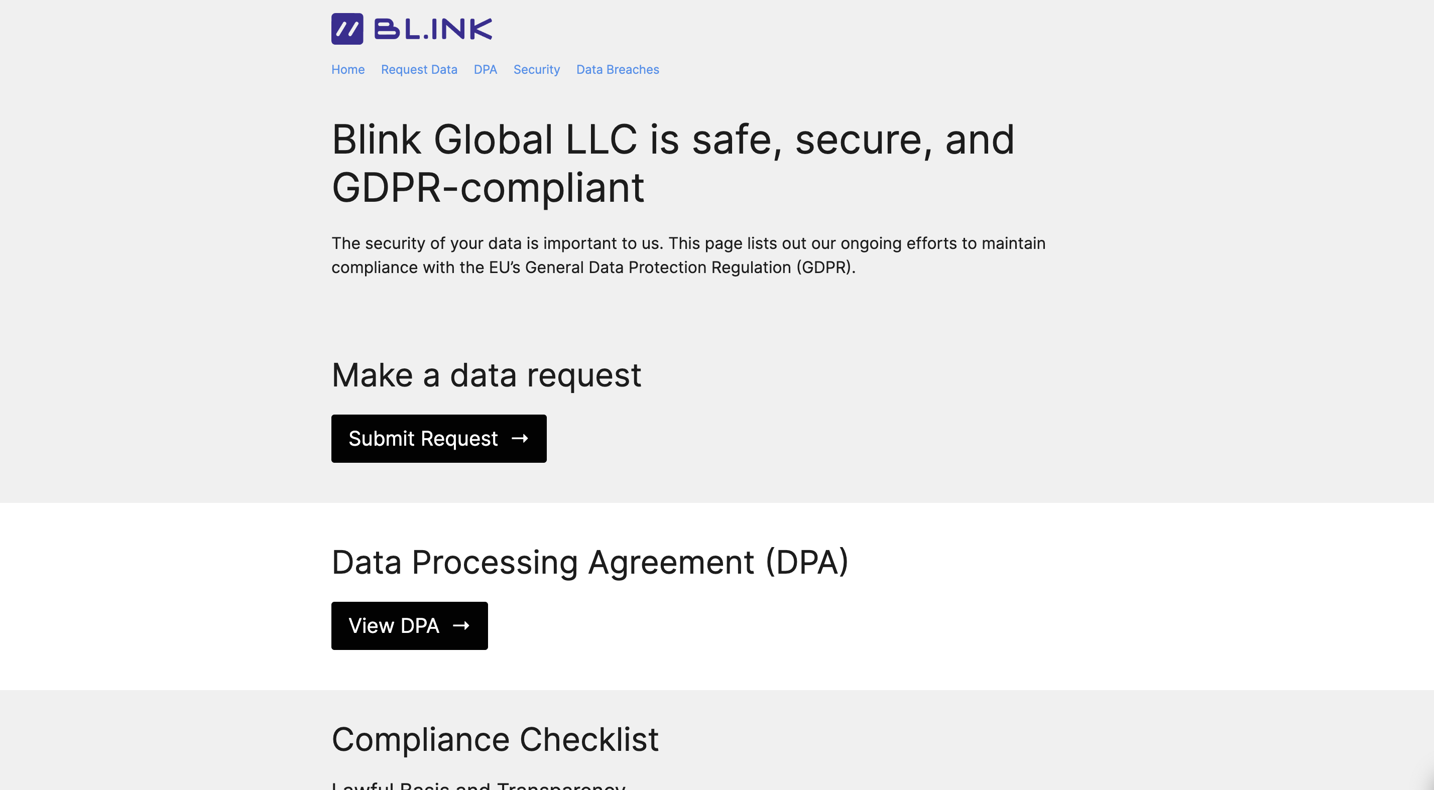Blink compliance portal