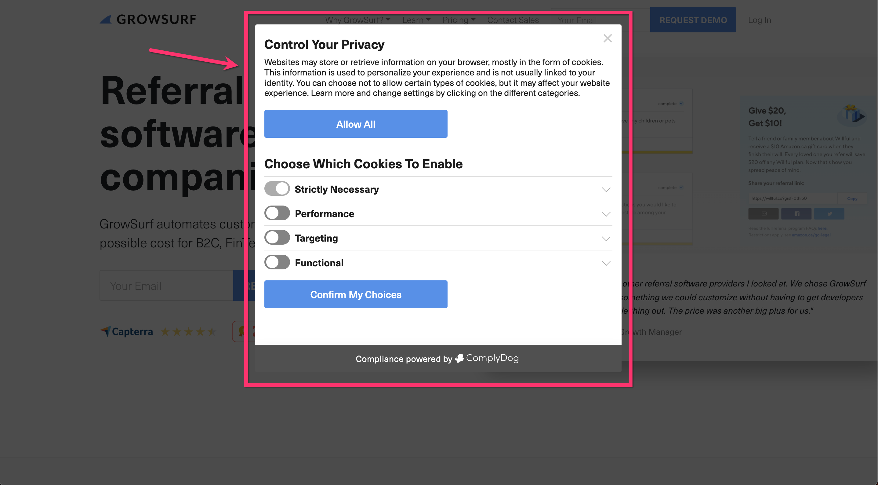 GDPR-compliant cookie banner