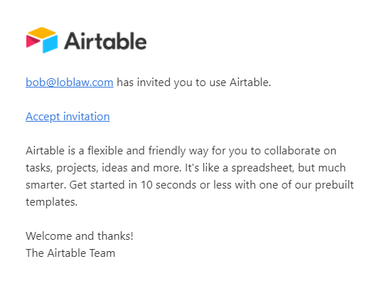 Airtable referral email
