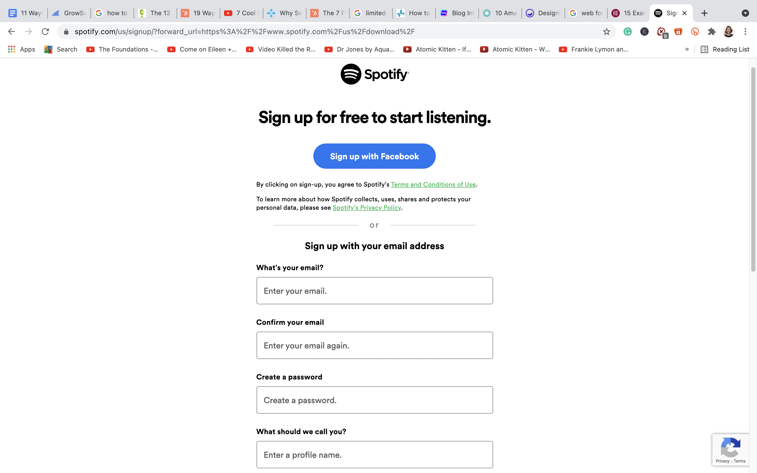 Shopify signup forms