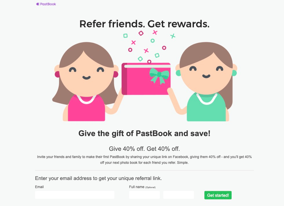 PastBook referral landing page