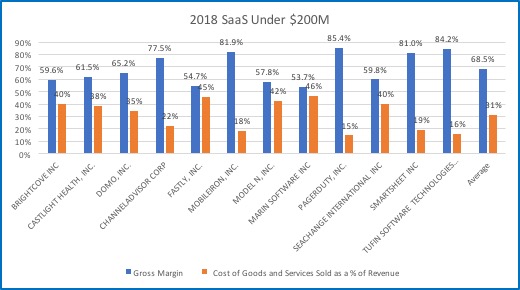 gross margins by industry in SaaS business