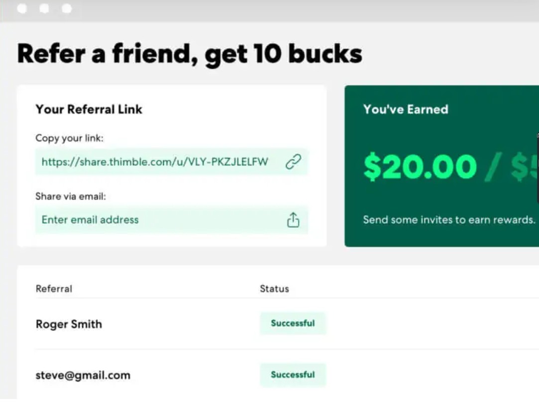 Thimble referral program