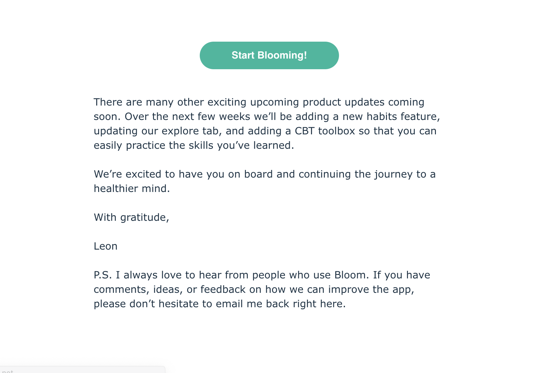 Bloom winback email campaign