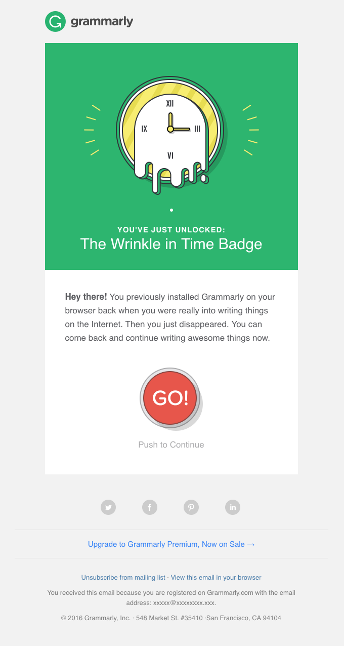 Grammarly winback email