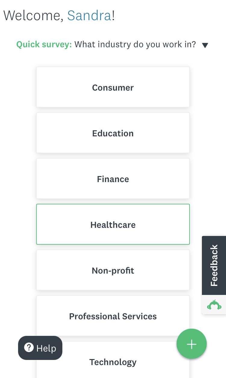 SurveyMonkey mobile experience