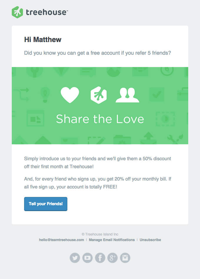 treehouse email marketing example