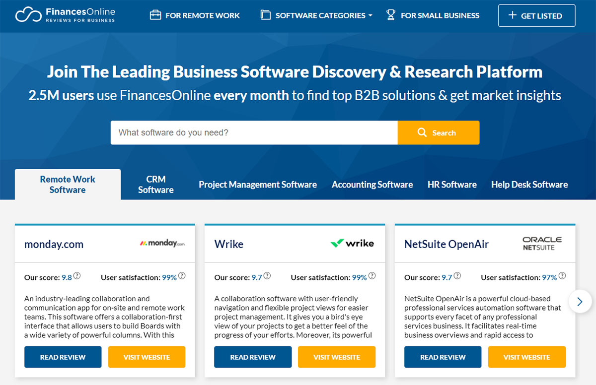 FinancesOnline software review site