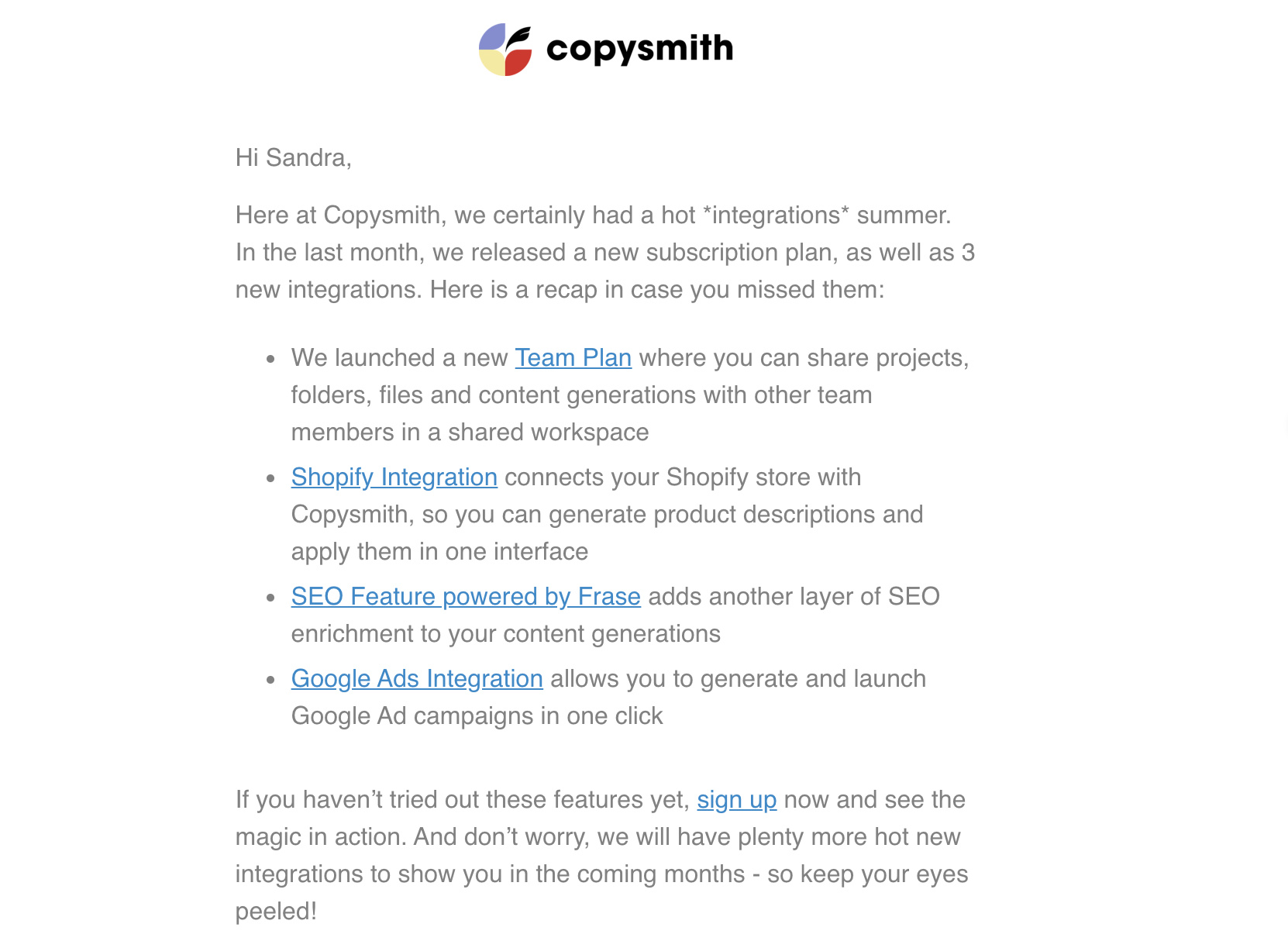Copysmith winback email