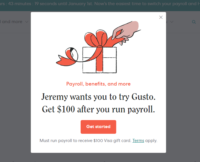 gusto referral landing page