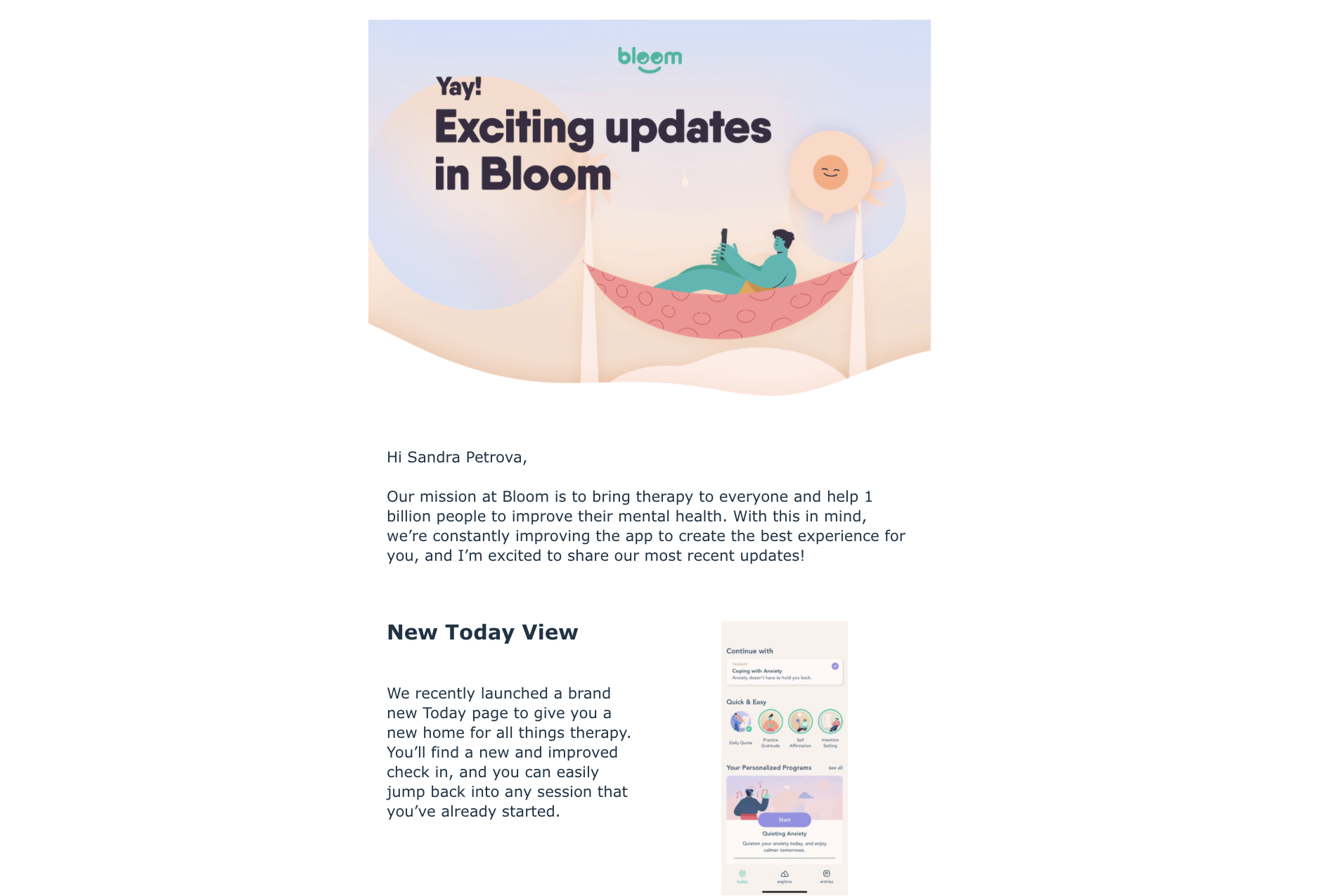 Bloom winback email
