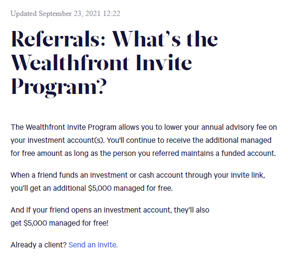 Wealthfront referral program