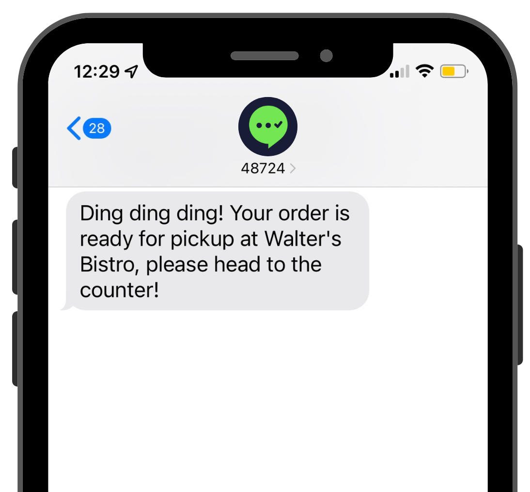 quick service restaurant sms pickup notification