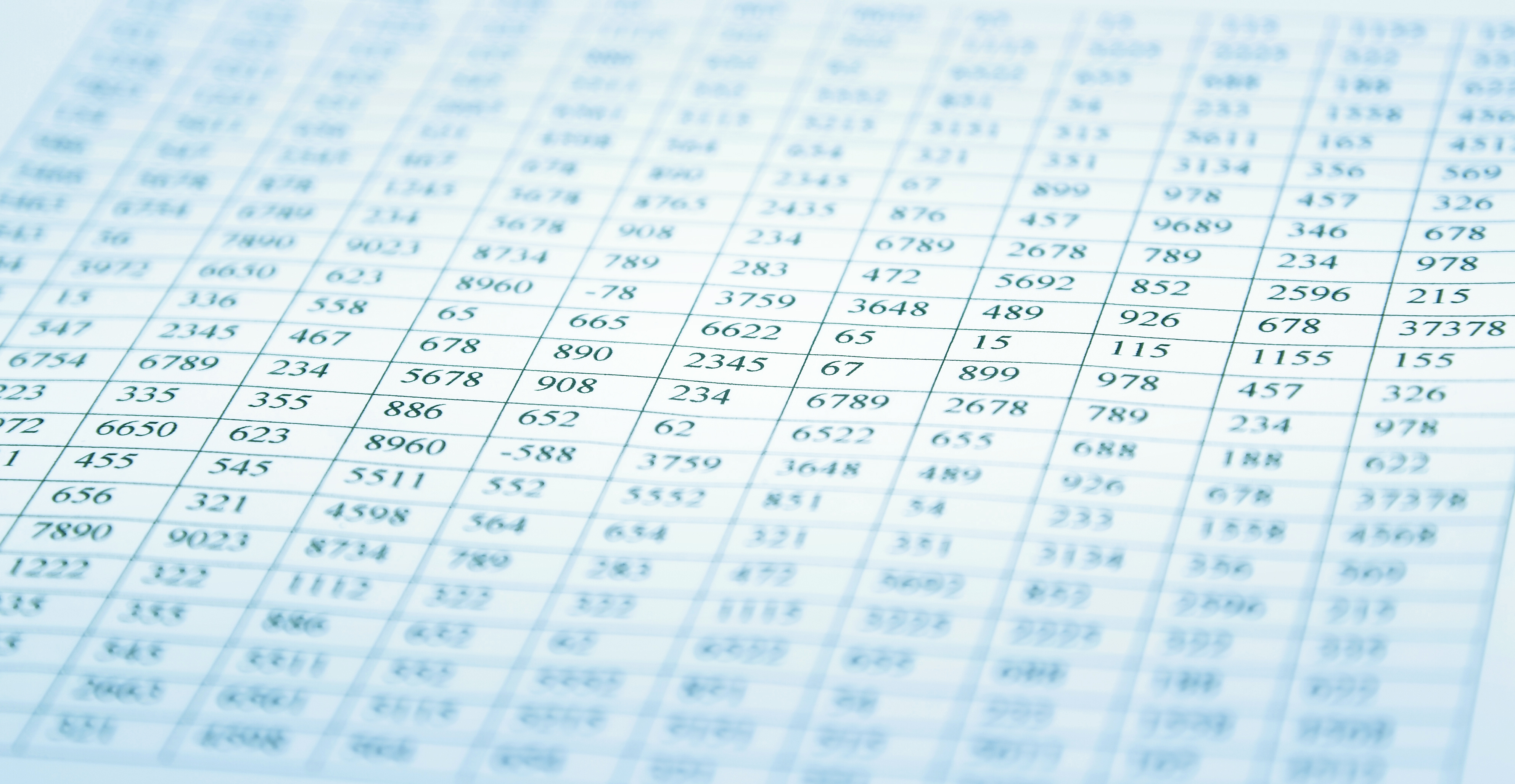 Ausschnitt einer große Tabelle mit Zahlen