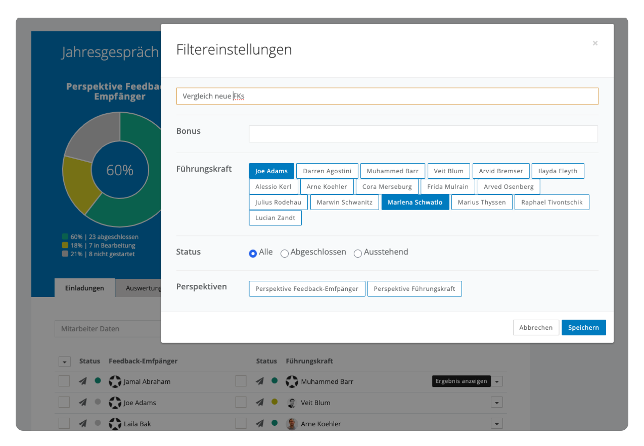 Screenshot unserer Software für Mitarbeiterbefragungen von easyreview