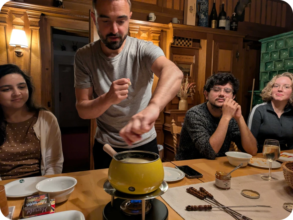 Mathieu cooking fondue