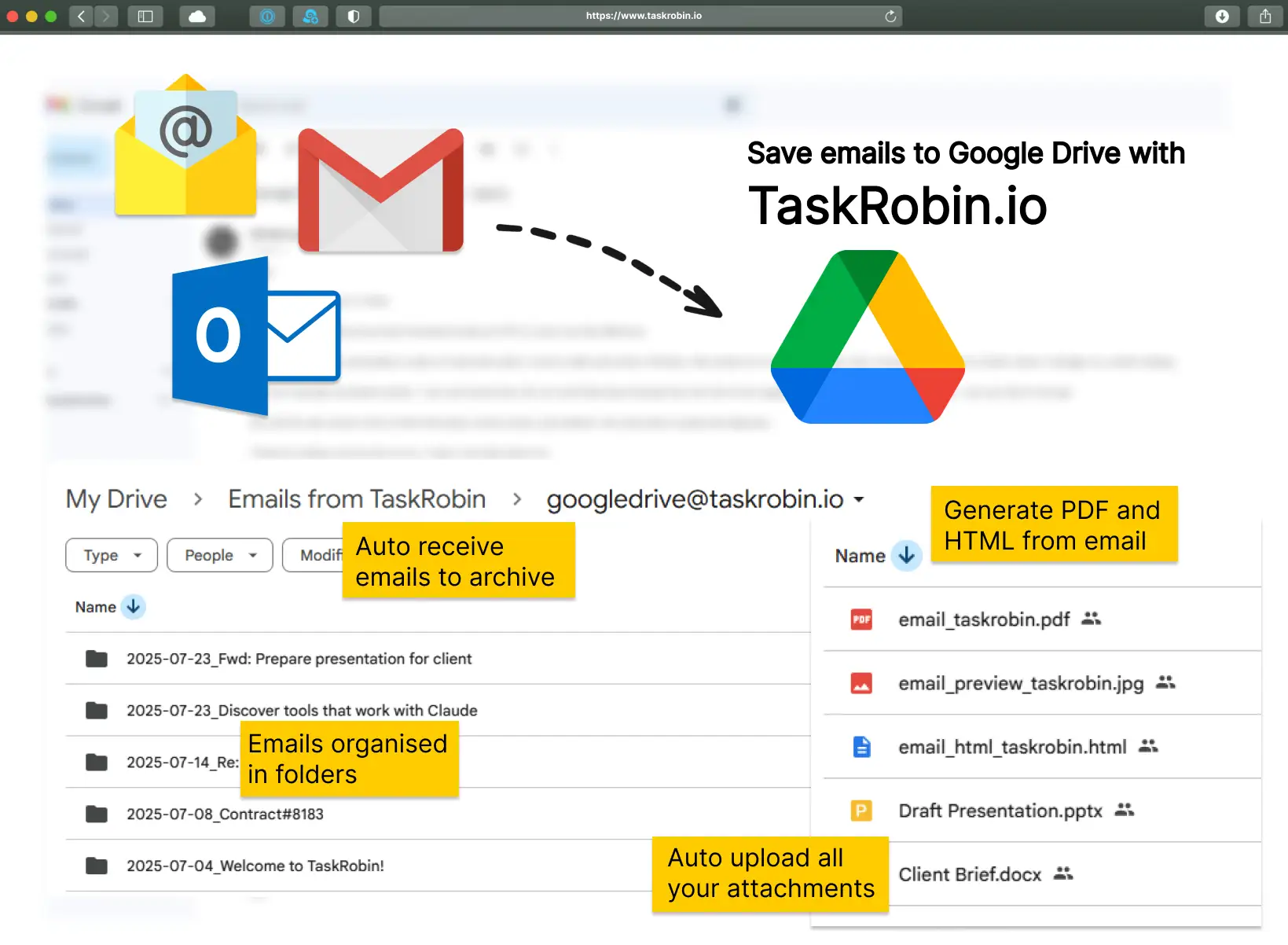 Save emails to Google Drive