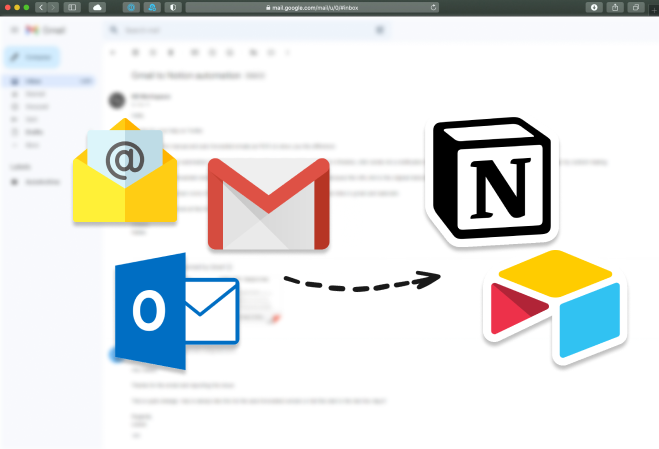 TaskRobin saves emails to Notion and Airtable